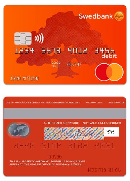 Sweden SwedBank debit mastercard